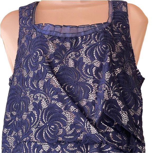 Eliza J Lace Cocktail Dress, Navy Blue, Size 16 - Picture 2 of 5